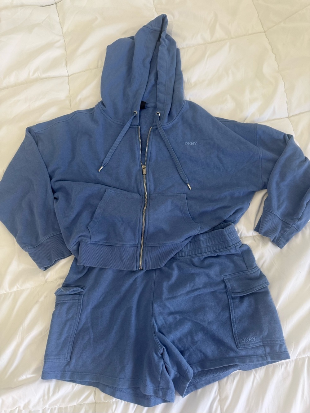 DKNY Slate Blue Cotton Cargo Shorts